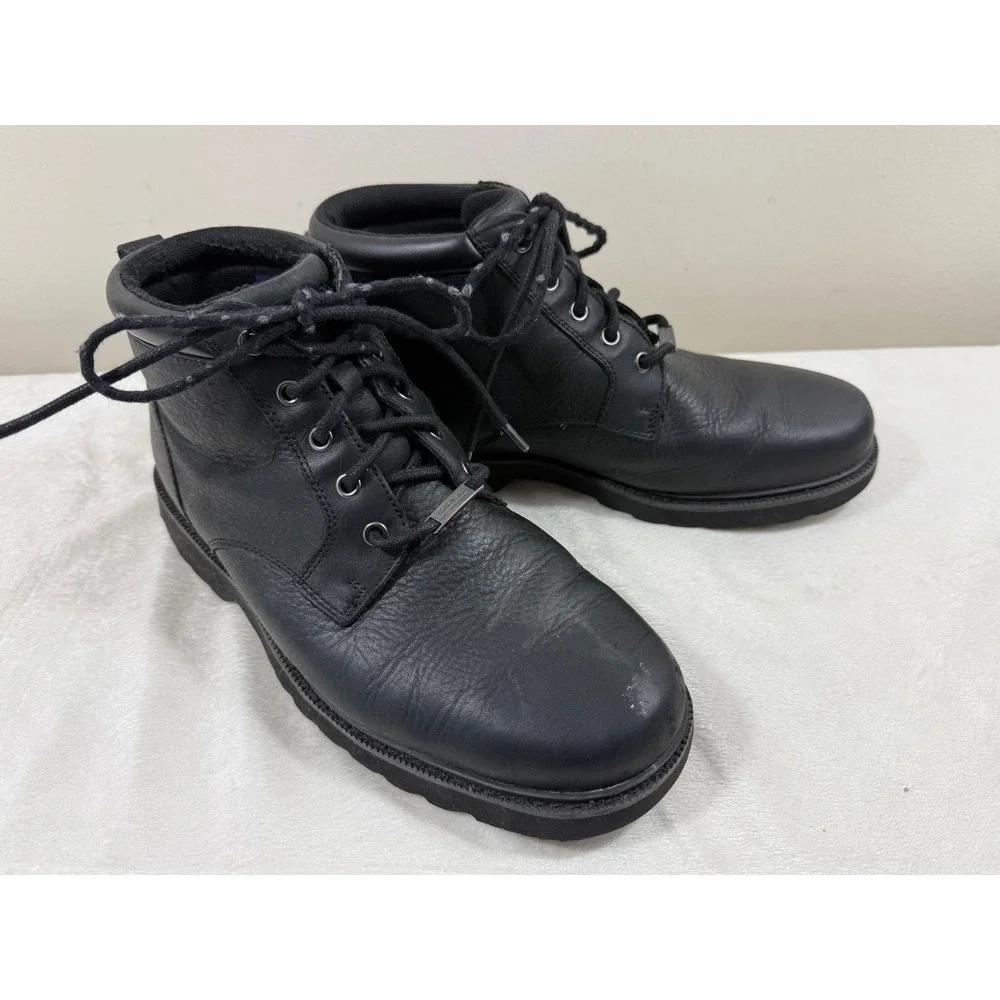 Rockport Men's 9.5 Black Leather Hydro-Shield Waterproof Chukka Boots